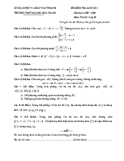 Đề thi học kì 2 Toán 10 năm 2019 – 2020 trường THPT Hoàng Hoa Thám – TP HCM