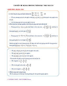 Chuyên đề hệ hai phương trình bậc nhất hai ẩn
