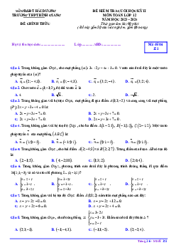 Đề thi cuối học kỳ 2 Toán 12 năm 2023 – 2024 trường THPT Bình Giang – Hải Dương
