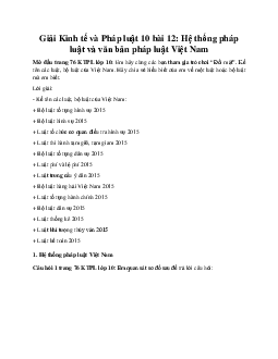 Giải Kinh tế và Pháp luật 10 bài 12: Hệ thống pháp luật và văn bản pháp luật Việt Nam KNTT