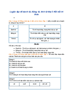Giải SGK Tiếng Việt 5 trang 10 Bài 1: Luyện tập về danh từ, động từ, tính từ - Kết nối tri thức (Tập 1)