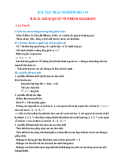Trắc nghiệm khái quát về nhóm halogen (có đáp án)