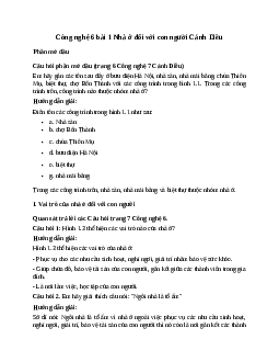 Công nghệ 6 bài 1 Nhà ở đối với con người Cánh Diều