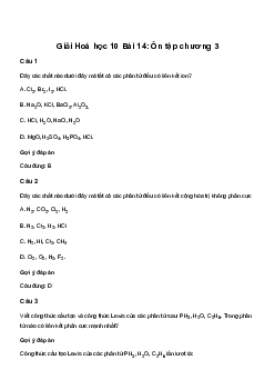 Hóa học 10 Bài 14: Ôn tập chương 3 - Kết Nối Tri Thức