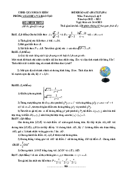 Đề khảo sát Toán 9 năm 2022 – 2023 phòng GD&ĐT Hoàn Kiếm – Hà Nội