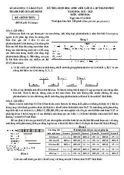 Đề thi HSG lớp 12 môn Sinh học năm 2022-2023 của Sở GD&ĐT Tp HCM