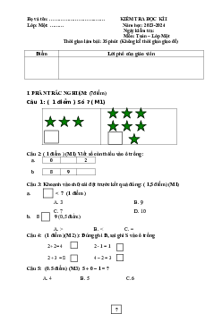 ĐỀ THI  HỌC KÌ 1 lớp 1 môn Toán | Đề 5 | Cánh diều