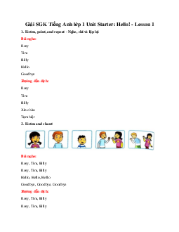Giải SGK Tiếng Anh lớp 1 Unit Starter: Hello! - Lesson 1 | Family & Friends