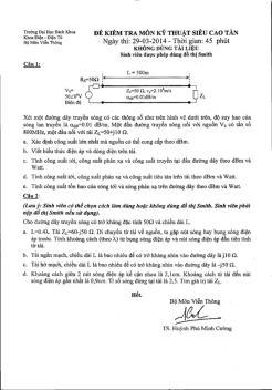 Đề thi mẫu giữa kỳ môn Kỹ thuật siêu cao tần (2014) có đáp án | Đại học Bách khoa Thành phố Hồ Chí Minh