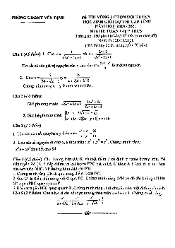 Đề chọn đội tuyển HSG Toán 9 năm 2020 – 2021 phòng GD&ĐT Yên Định – Thanh Hóa (vòng 2)