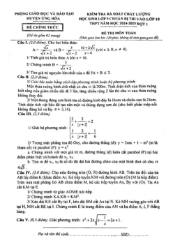 Đề thi thử vào 10 năm 2024 – 2025 đợt 1 phòng GD&ĐT Ứng Hòa – Hà Nội