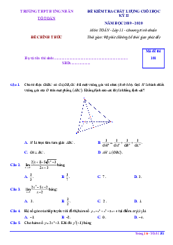 Đề thi học kỳ 2 Toán 11 năm 2019 – 2020 trường THPT Hưng Nhân – Thái Bình