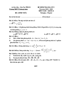 Đề thi học kỳ 1 Toán 10 năm 2019 – 2020 trường THPT Trường Chinh – TP HCM