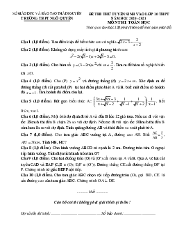 Đề thi thử vào 10 năm 2020 – 2021 môn Toán trường Ngô Quyền – Thái Nguyên