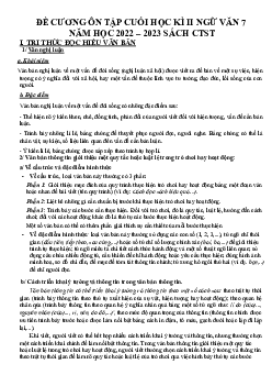 Đề cương ôn tập học kì 2 môn Ngữ văn 7 sách Chân trời sáng tạo