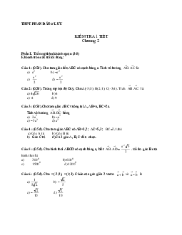 Kiểm tra Hình học 10 chương 2 trường THPT Phan Đăng Lưu – TT. Huế
