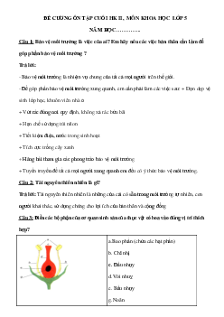 Đề cương ôn tập học kì 2 môn Khoa học lớp 5 năm 2024