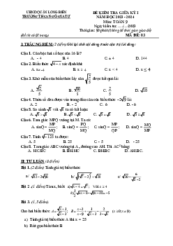 Đề giữa kỳ 1 Toán 9 năm 2023 – 2024 trường THCS Ngô Gia Tự – Hà Nội