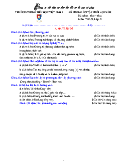 Đề cương cuối học kỳ 2 Toán 9 năm 2023 – 2024 trường Việt Anh 2 – Bình Dương