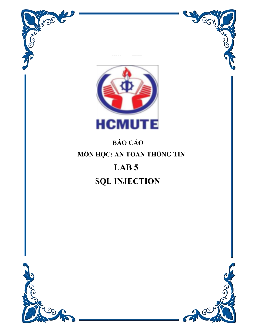 Bài báo cáo thực hành LAB 05: SQL Injection | Đại học Sư phạm Kỹ thuật Thành phố Hồ Chí Minh