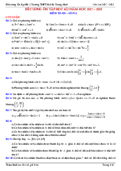 Đề cương ôn tập HK1 Toán 11 năm học 2017 – 2018 trường THPT Hai Bà Trưng – TT. Huế