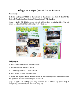 Tiếng Anh 7 Right On Unit 3 Arts & Music trang 44 45