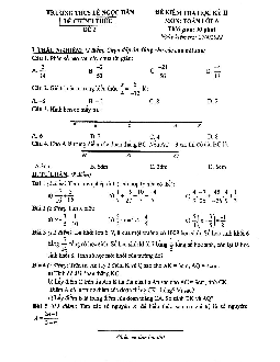 Đề học kỳ 2 Toán 6 năm 2021 – 2022 trường THCS Lê Ngọc Hân – Hà Nội