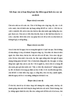 Văn mẫu Viết đoạn văn tả hoạt động hoặc một đặc điểm ngoại hình của con vật mà yêu thích | Kết nối tri thức
