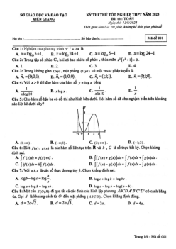 Đề thi thử THPT Quốc gia năm 2023 môn Toán lần 2 Sở GD&ĐT Kiên Giang
