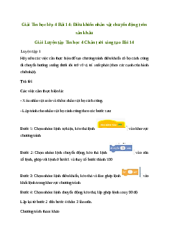 Giải Tin học lớp 4 Bài 14: Điều khiển nhân vật chuyển động trên sân kháu | Chân trời sáng tạo