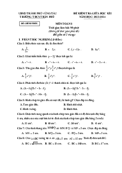 Đề giữa học kì 1 Toán 8 năm 2023 – 2024 trường THCS Trần Phú – BR VT