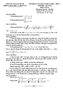 Đề khảo sát Toán 9 đợt 3 năm 2022 – 2023 phòng GD&ĐT Kim Thành – Hải Dương