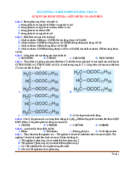 Bài tập trắc nghiệm môn hóa học 9 bài 48 Luyện tập;: Rượu etylic, axit axetic và chất béo (có đáp án)