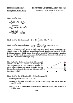 Đề tham khảo giữa kỳ 1 Toán 9 năm 2023 – 2024 trường THCS Hai Bà Trưng – TP HCM