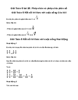 Giải Toán 6 Bài 26: Phép nhân và phép chia phân số | Kết nối tri thức