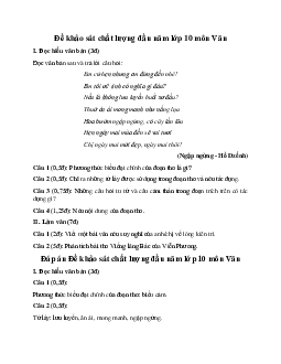 Đề khảo sát chất lượng đầu năm môn Văn lớp 10 năm 2024 (Đề 4)