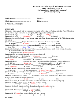 Giải đề thi giữa học kì 2 môn Tiếng Anh 10 năm 2023 - 2024 (Sách mới) | Smart World đề 1