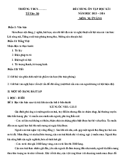 Đề cương ôn tập học kì 1 môn Ngữ văn 8 sách Kết nối tri thức với cuộc sống