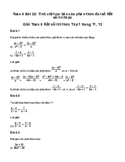Giải Toán 8 Bài 22: Tính chất cơ bản của phân thức đại số | Kết nối tri thức