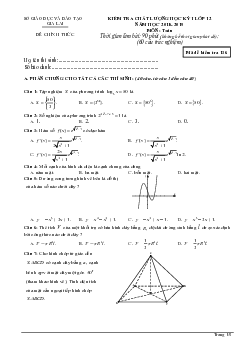 Đề thi học kỳ 1 Toán 12 năm học 2018 – 2019 sở GD và ĐT Gia Lai