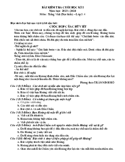 Đề thi học kì 1 môn Tiếng Việt lớp 3 năm 2023 - 2024 (Đề 4) | Kết nối tri thức