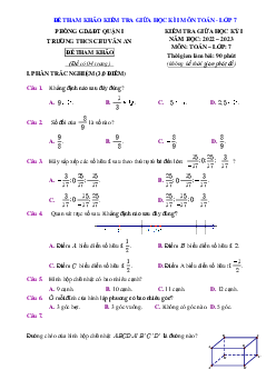Đề tham khảo giữa học kỳ 1 Toán 7 năm 2022 – 2023 trường THCS Chu Văn An – TP HCM