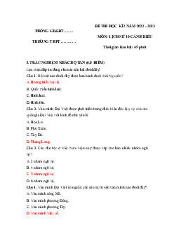 Giải đề thi học kì 2 môn Lịch sử 10 năm 2022 - 2023 sách Cánh diều | Đề 1