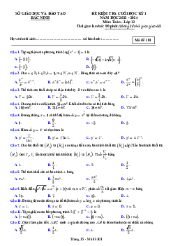 Đề kiểm tra cuối học kỳ 1 Toán 12 năm 2023 – 2024 sở GD&ĐT Bắc Ninh