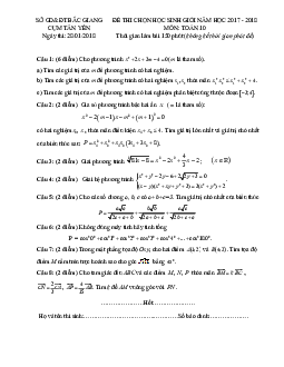 Đề thi chọn HSG Toán 10 năm học 2017 – 2018 cụm Tân Yên – Bắc Giang
