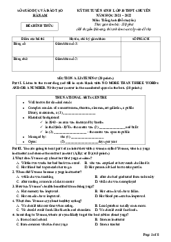Đề thi tuyển sinh lớp 10 THPT tỉnh Hà Nam năm học 2021-2022 môn Tiếng Anh (chuyên)