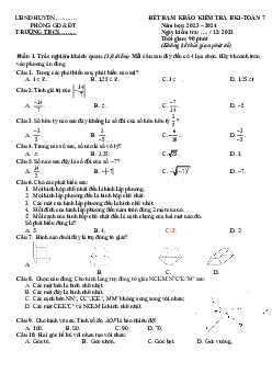 Đề thi học kì 1 môn Toán 7 năm 2023 - 2024 sách Kết nối tri thức với cuộc sống - Đề 5