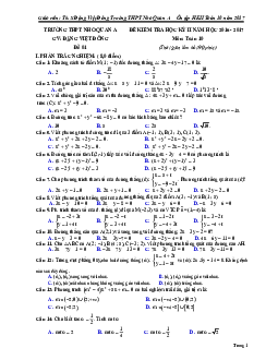 Bộ đề ôn tập HK2 Toán 10 năm học 2016 – 2017 trường THPT Nho Quan A – Ninh Bình