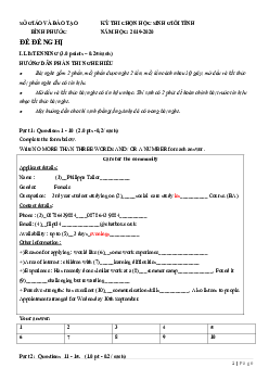 Đề thi chọn học sinh giỏi tỉnh Bình Phước năm học 2019-2020