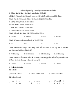 Đề ôn tập hè lớp 4 lên lớp 5 môn Toán 2024 - Đề số 5